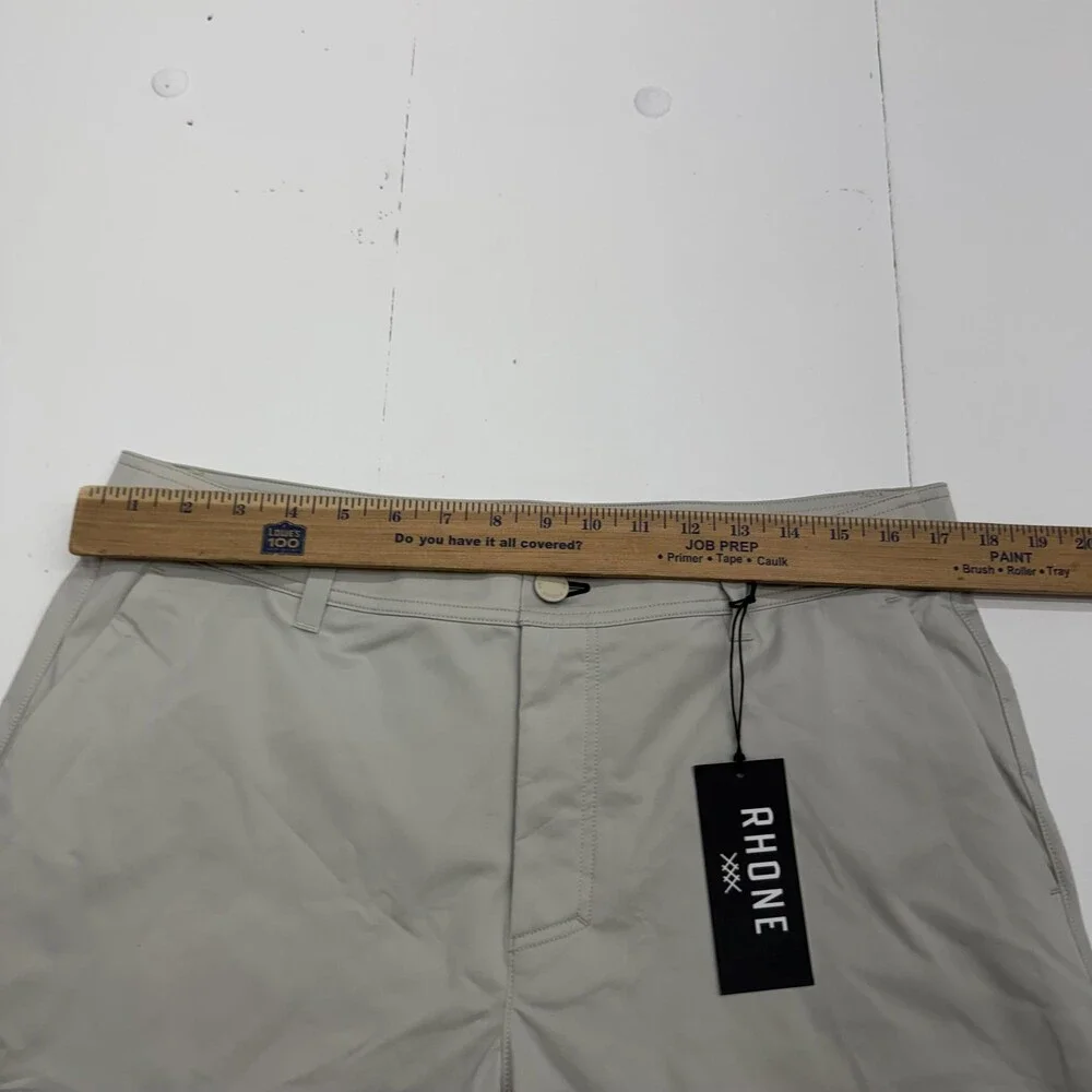 Rhone Commuter Flyweight Shorts Men 34 Stone Chino Elastic Waist 9 Inseam Casual